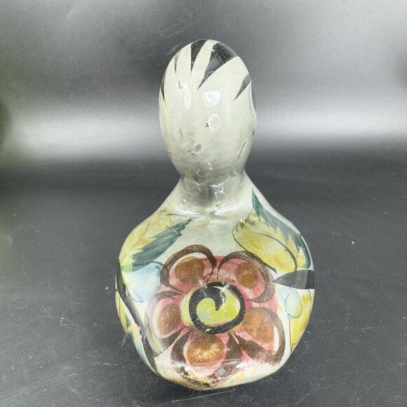 Vintage Mexico Pottery Tonala Hand Painted Duck Bird Figurine Marked Whimsical - Picture 12 of 13